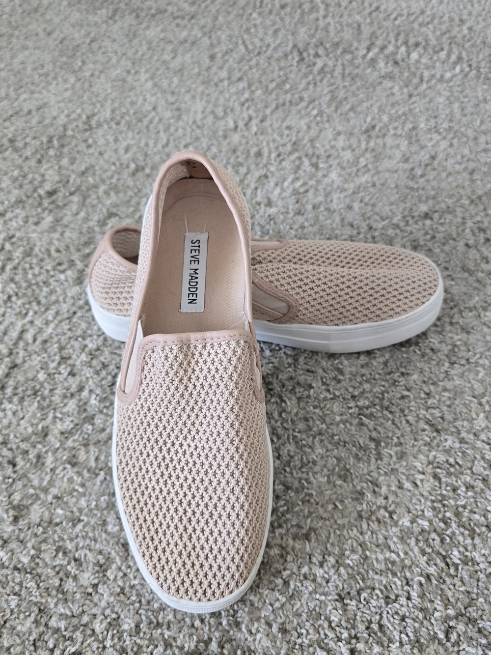 Steve Madden Women's Pink Knit Slip-On Flat Round Toe Solid Casual US 9